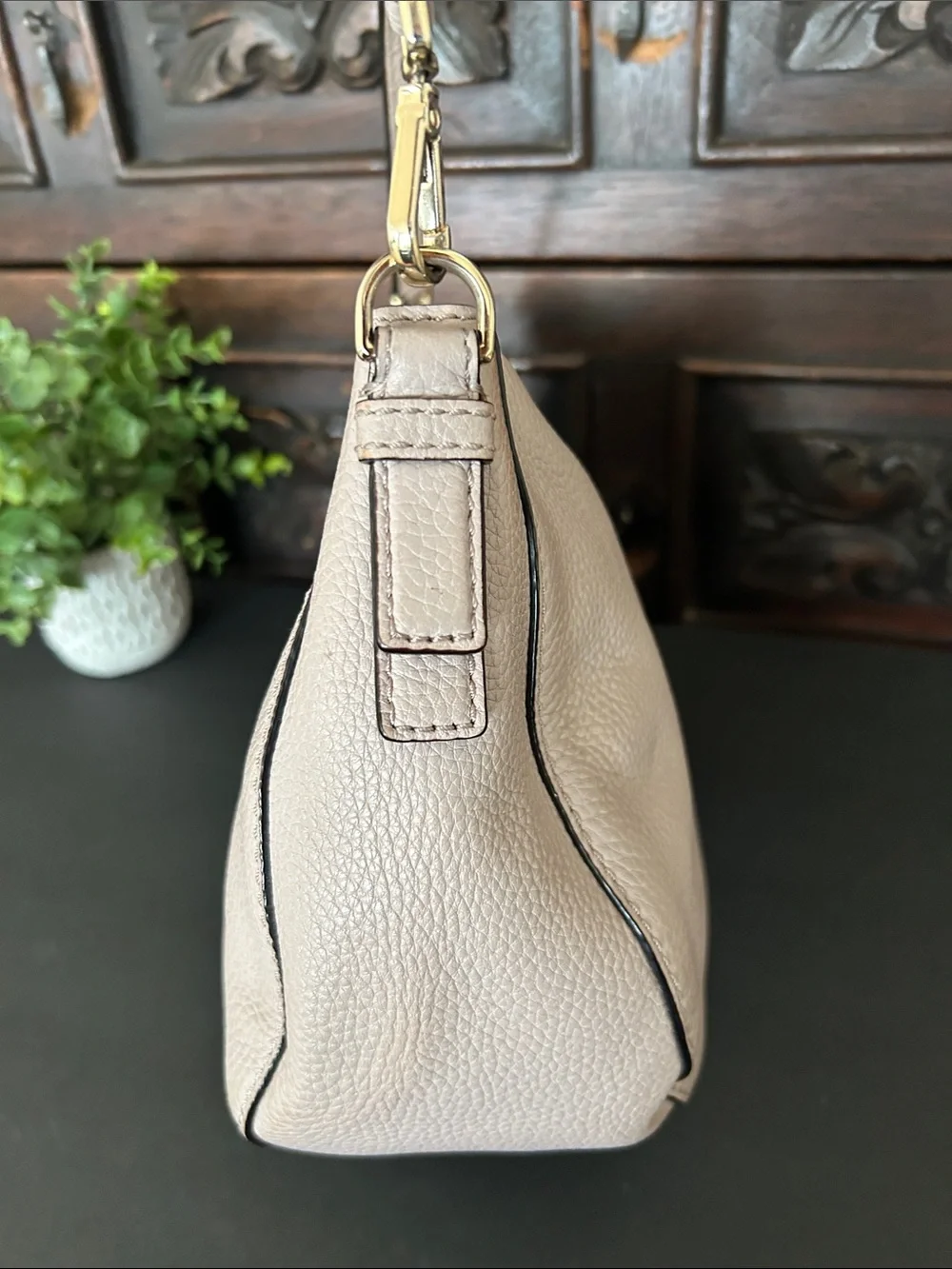kate spade Pebbled Leather Shoulder Crossbody in Taupe